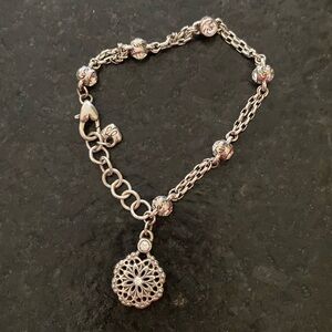 Brighton‎ Medallion lace vintage retired silver and crystal charm bracelet